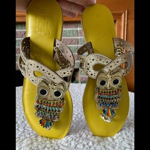 Bohemia Style Owl Beaded Clip Toe Flat Sandals